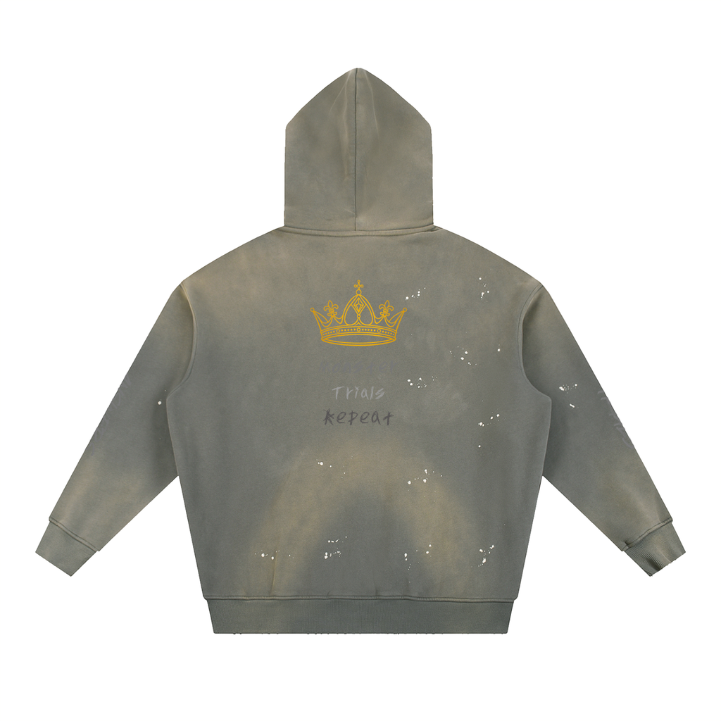 Vintage Washed Frayed Fleece Hoodie