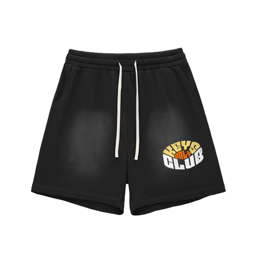 Sun Fade Raw Edge Cotton Shorts