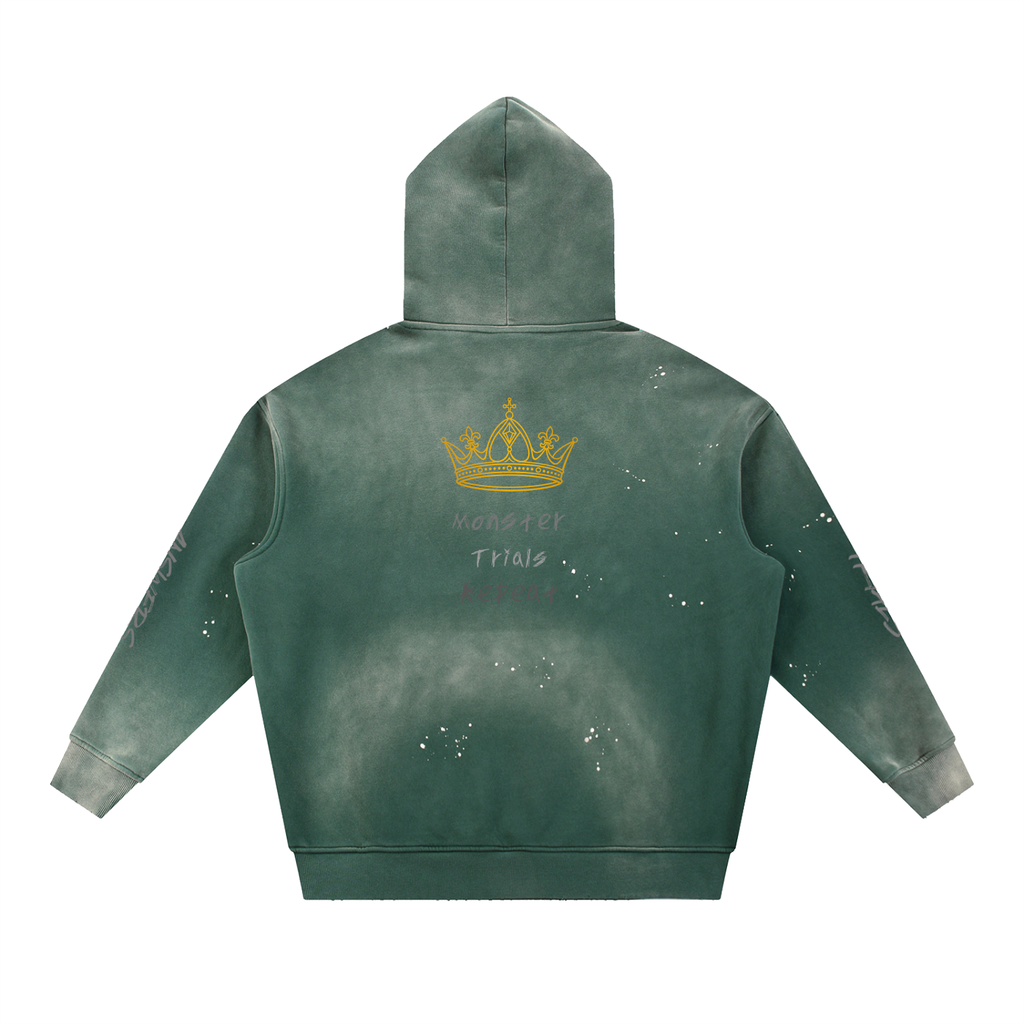 Vintage Washed Frayed Fleece Hoodie